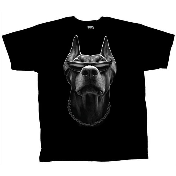 Dobermen Pinscher T-shirt Devil Dog wearing Shades Funny Humorous Dog Tee-5XL Black