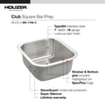 thumbnail image 3 of Houzer Club 17 in Stainless Steel Undermount 8 in Deep Single Square Bowl Bar Sink with Strainer and Grid - MS-1708-C, 3 of 7