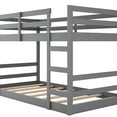thumbnail image 3 of Twin Over Twin Bunk Bed Frame with Safety Guard Rails and Ladder, Wooden Floor Bunk Bed for Bedroom, Apartment, Dorms, Space-Saving, No Box Spring Needed, Mattress Not Included, Grey, 3 of 8