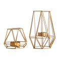 thumbnail image 1 of Abbracc 2pcs 3D Geometric Candle Holder Iron Frame Tealight Candle Candlestick Gold, 1 of 7