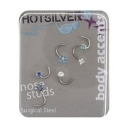 Lead Crystal Nose Screws, 6pk, Blue