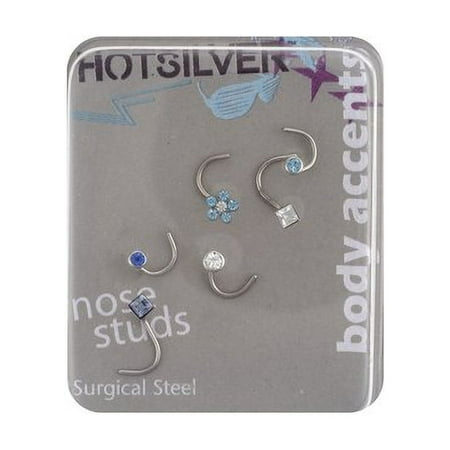 Lead Crystal Nose Screws, 6pk, Blue