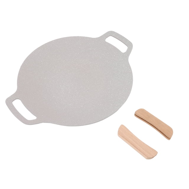 Poêle-gril Antiadhésive de Style Coréen, Chauffage Rapide, Poignée en Hêtre, Usage Intérieur Extérieur pour Cuisinière à Gaz, Cuisinière à Induction