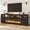 Black, variant on Blotout 95" Fireplace TV Stand for TVs up to 100" with 60" Electric Fireplace, Large Farmhous Media Entertainment Center w/LED Lights/Power Outlets & Barn Doors Storage Cabinet for Living Room,Black