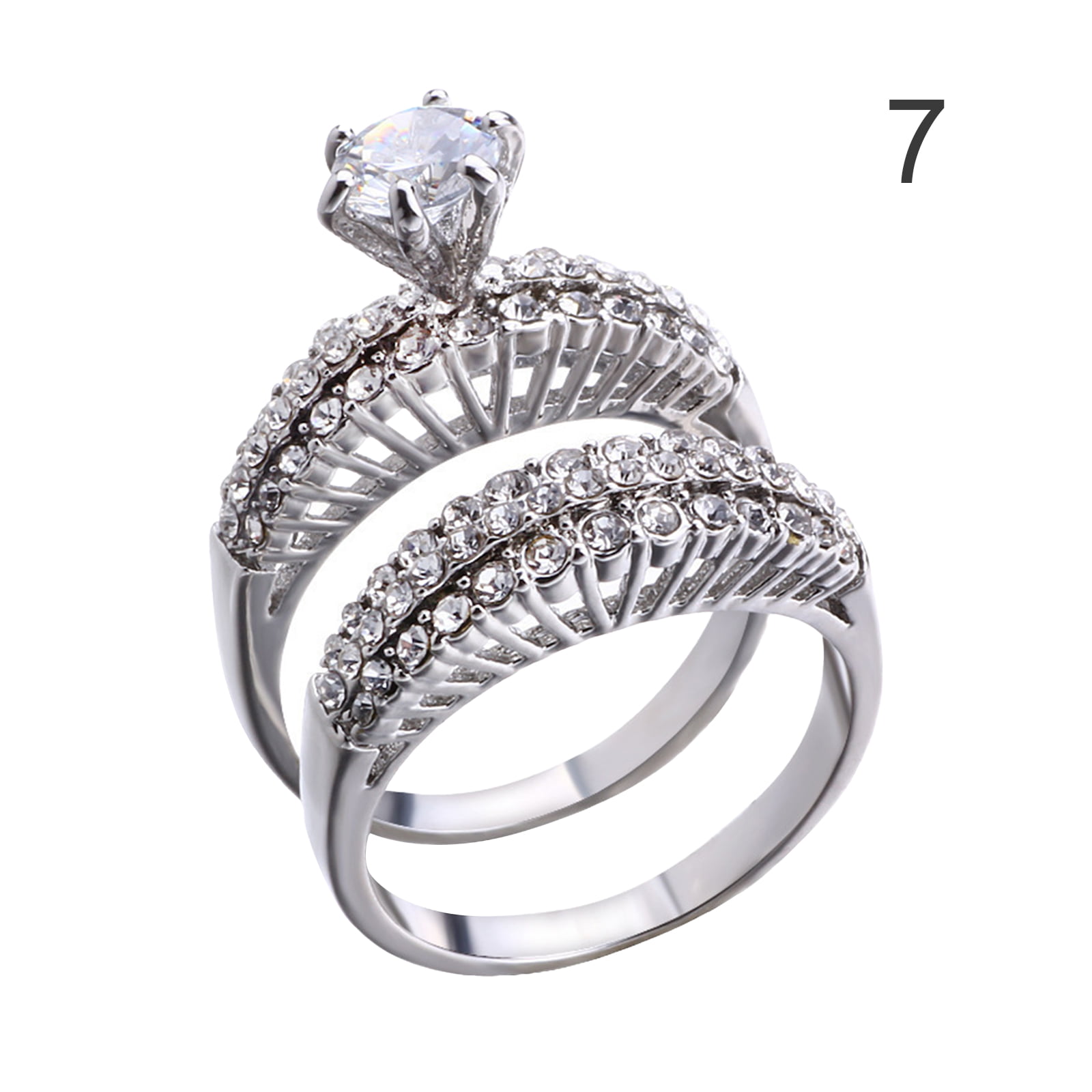Wedding Rings for Women Bridal Set Round Cut -Engagement Ring Matching Band  1.00 Carat 14K Gold (F,VS1) - Walmart.com