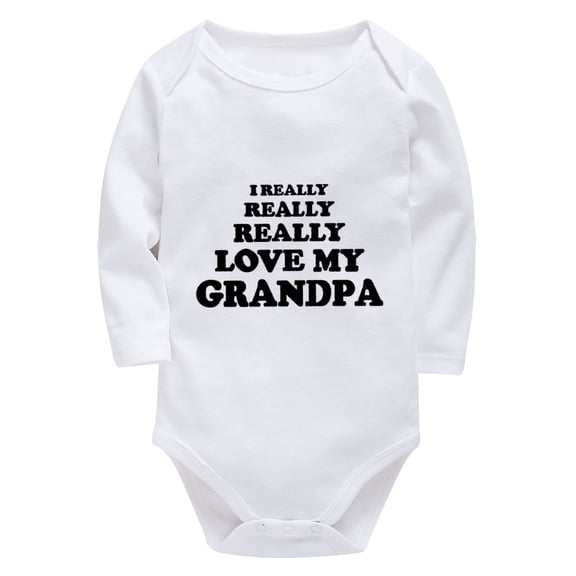 I Really Really Really Love My Grandpa Newborn Onesie Baby Boy Long Sleeve Baby Girl Coming Home Outfit White Baby Boy Onsie