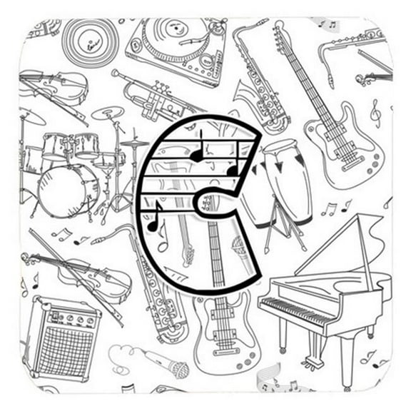 Letter C Musical Note Letters Foam Coasters, Set Of 4