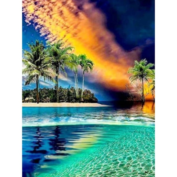 Diamond Painting (DE1289) 5D DIY Paisaje Cuadro de paisaje cuadrado (0626) 40x50cm Hugtrwg Para estrenar