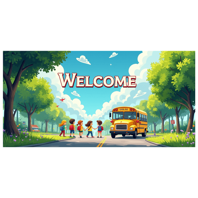 Welcome Back to School Banner Classroom Backdrop Educational Decor School Supplies Kids Party Decoration Photo Background Library Event Signs Apples School Bus Props