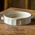 thumbnail image 4 of Double Ear Cut Surface Round Plate Vintage Rough Pottery Baking Dish Dry Pot Plate Restaurant Household Soup Plate Dumpling Plate, 4 of 5