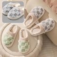 thumbnail image 3 of Checkered Slipper House Slippers for Women Men Plush Warm Fuzzy Slippers Flyffy Bedroom Shoes Indoor Slip On, 3 of 11