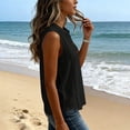 thumbnail image 5 of ClodeEU Women's Henley V Neck Sleeveless Tank Top,Casual Loose Fit Solid Color Blouse with Button for Summer Black,Women's Plus L, 5 of 6