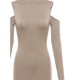 thumbnail image 3 of FashionOutfit Women's Solid Cold Shoulder Mock Neck Mini Dress, 3 of 3