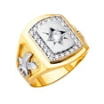 thumbnail image 1 of FB Jewels 14K White and Yellow Gold Two Tone Mens Cubic Zirconia CZ Ring Size 10, 1 of 1