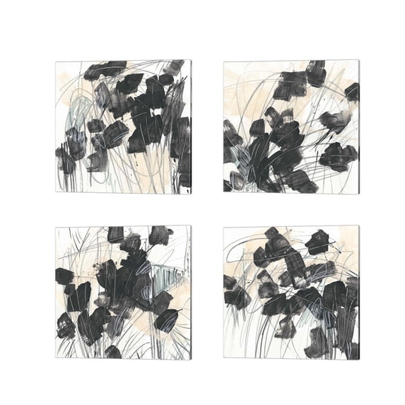 Great Art Now Scramble by June Erica Vess 4 Piece Canvas Art Set Each 14"W x 14"H