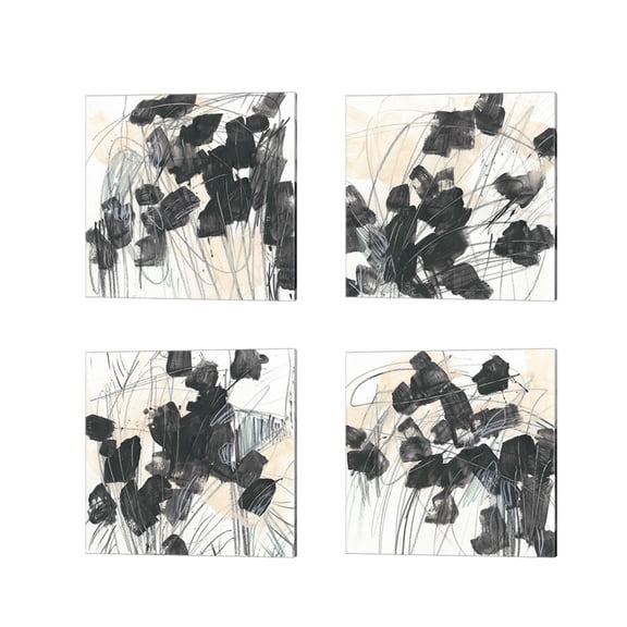 Great Art Now Scramble by June Erica Vess 4 Piece Canvas Art Set Each 14"W x 14"H