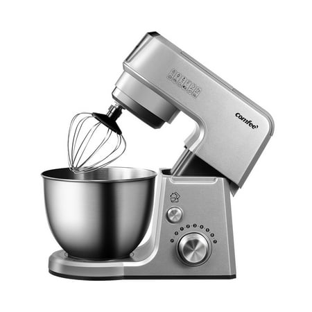 Comfee 2.6Qt Die Cast 7-In-1 Multi Function Tilt-Head Stand Mixer With SUS Mixing Bowl, Whisk, Hook, Beater, Splash Guard.4 Outlets, 7 Speeds & Pulse, 15 Minutes Timer Planetary Mixer (Space