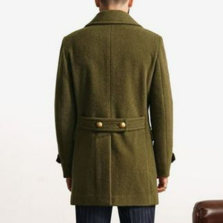 YLSDY Men's Peacoat Double Breasted Wool Overcoat Warm