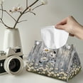 thumbnail image 2 of COEQINE PU Leather Facial Tissue Holder Napkin Tissue Organizer Rectangular Decorative Holder 7.95X4.92X4.52 Inch for Bedroom Dresser Nightstand Dining Table, Daisy Butterfly Wood Grain, 2 PCS, 2 of 7