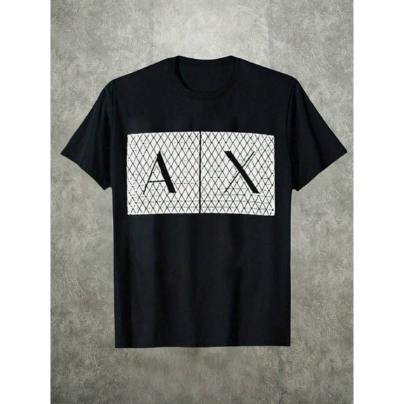 Men's Sports  Leisure Tee 100% Cotton 220g Heavyweight 1Pcs Geometric Patterned "AX" Graphic Digital Print T-Shirt