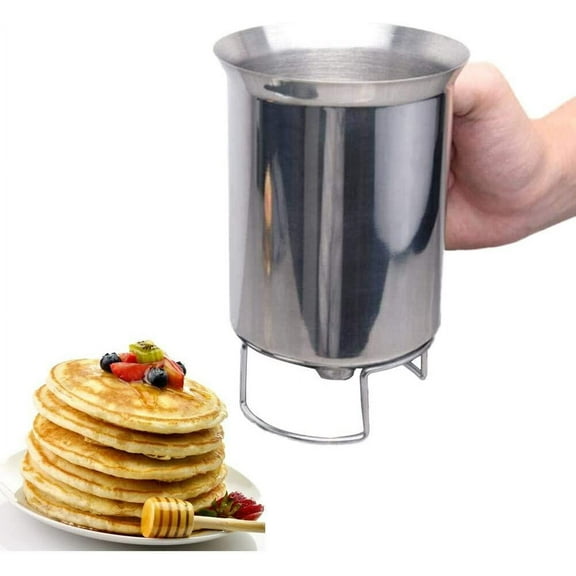Stainless-Steel Pancake Batter Dispenser Handheld Pancake Batter Dispenser - 900ML Professional Batter Funnel Kitchen Tool for Baking Cake Cupcakes Crepes Waffles Pancake