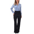 thumbnail image 2 of INSPIRE CHIC Button Up Leotard Shirt for Women's Satin Long Sleeve Notched Lapel Business Work Bodysuit XS Dusty Blue, 2 of 6
