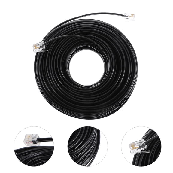 HEALEEP Telephone Cord Black Copper for Home Rj11 Interface Protection