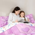 thumbnail image 5 of Manfei Kids Children Cartoon Ribbon Bow-Tie Full Size Comforter Sets 3-Piece,Love Heart Print Bedding Comforter Set,Geometric Stripes Lightweight Bedding Sets,Breathable Home Decor,Reversible, 5 of 8