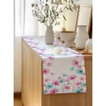 thumbnail image 5 of Table Runner 108 Inches Long for Kitchen Dining, Blue Pink Flowers Dresser Scarf Farmhouse, Dining Table Decorations for Wedding/Parties, Spring Garden Floral Watercolor 13 x 108 In, 5 of 8