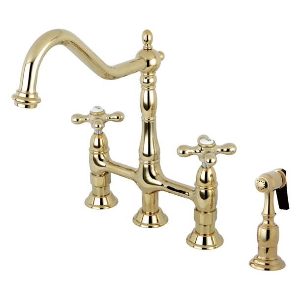 Kingston Brass KS1272AXBS Heritage Bridge Kitchen Faucet with Brass