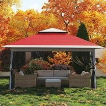 Luku 12' x 12' Outdoor Gazebo, Heavy Duty Double Roof Patio Gazebo with Netting and Curtains, Outdoor Patio Canopy for Deck Backyard Garden Lawns
