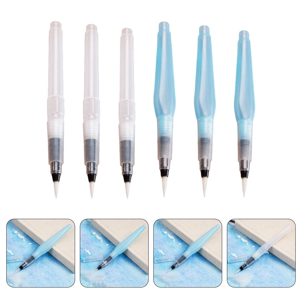 Shuliwen 6 Watercolor Brush Pens Refillable Water Brush for Painting