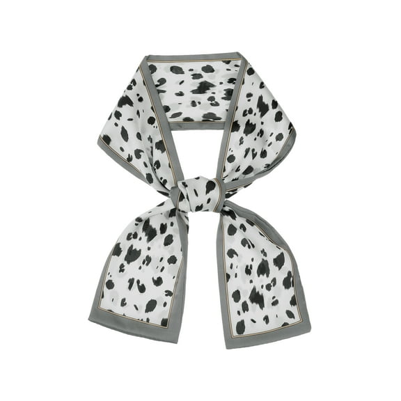 INSPIRE CHIC Women's Leopard Contrast Color Scarf, Skinny Long Hair Ribbon Handbag Handle Wrap Scarves Neckerchief Black White