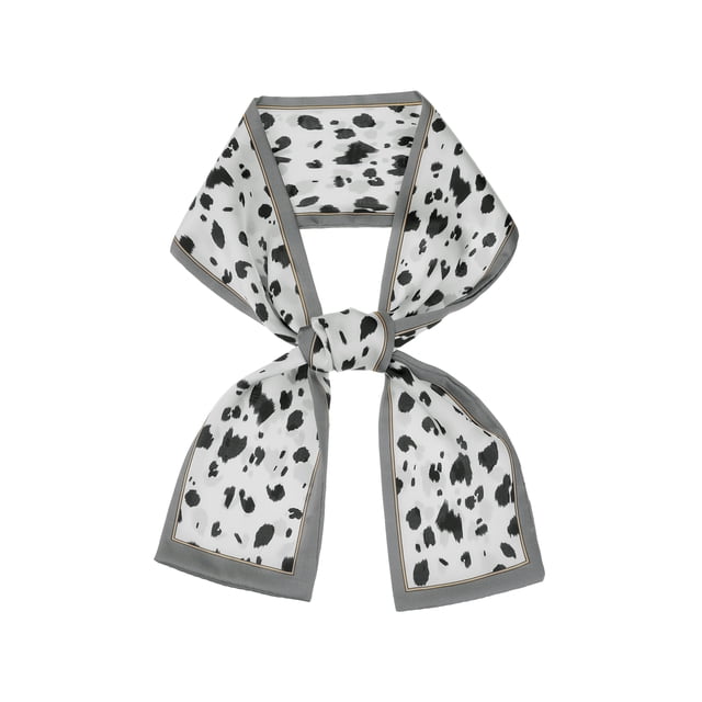 Bufanda de contraste de color de leopardo para mujer INSPIRE CHIC, cinta delgada para el cabello largo, envoltura para el mango de bolso, pa?uelo, blanco negro