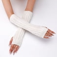 thumbnail image 4 of Dalrosia Womens Winter Warm Over Elbow Long Fingerless Thumb Hole Gloves Mittens Knitted Arm Warmer, 4 of 9