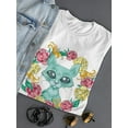 thumbnail image 3 of Cute Floral Kitty, Cat Lovers T-Shirt Women -Image by Shutterstock, Female XX-Large, 3 of 4