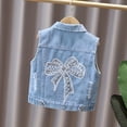 thumbnail image 6 of ZToonmas 18M-10Y Girls' Bow Embellished Denim Vest Sleeveless Button-up Waistcoat with Sheer Bow and Pockets for Daily and School Wear, 6 of 8
