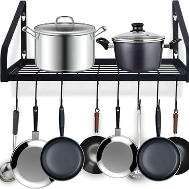Expandable Rack for Cabinets -Adjustable Black Pot Rack with 4 DIY ...