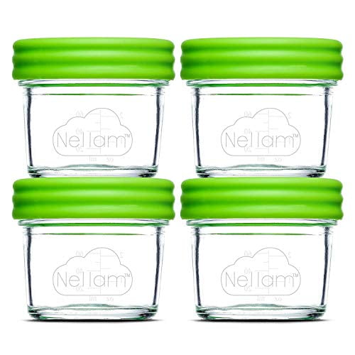 Baby Food Storage Containers Leakproof Airtight Glass Jars For Freezing Homemade Babyfood Prep Reusable Bpa Free 4 X 4oz Set That Is Microwave Freezer Safe Walmart Com Walmart Com