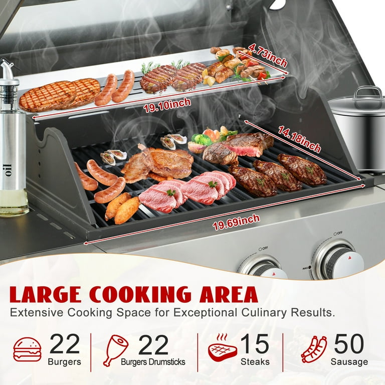 Nice Cooker, 3-Burner Propane Gas Grill with Side Burner, 37000