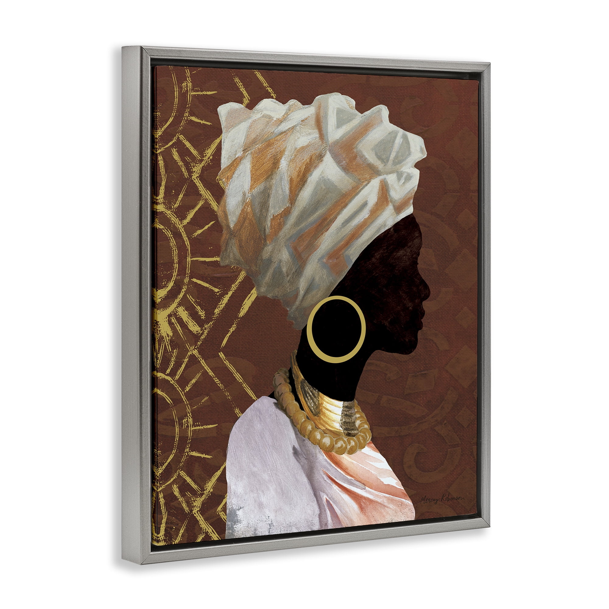 Stupell Industries Traditional Portrait of Woman Novelty Painting Gray Floater Framed Art Print Wall Art, 17 x 21