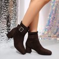 thumbnail image 2 of Willtoo Women Faux Suede Square Toe Buckle Block Heel Ankle Boots, 2 of 6
