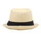 thumbnail image 4 of Moda Hombres Mujeres Sombrero de Paja Cinta de contraste Fedora Sombrero rizado Unisex Panamá J CACAGOO Sombrero de copa, 4 of 7