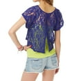 thumbnail image 2 of Aeropostale Womens Sheer Cropped Lace Basic T-Shirt, Blue, Juniors, Large, 2 of 2