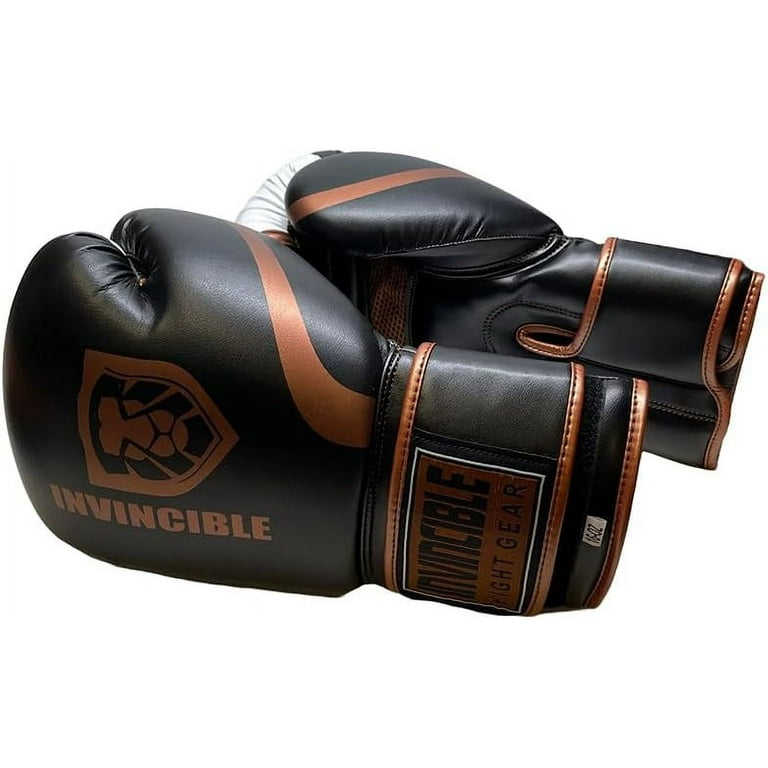 Invincible Fight Gear Standard Leather Hook and Loop Training Boxing Gloves  in Ideal for Boxing, Kickboxing, Muay Thai, MMA for Men Women and Kids