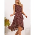 thumbnail image 4 of DARING DIVA Women's Summer Wrap Round Neck Keyhole Back Dresses XS Wine Red, 4 of 8
