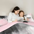 thumbnail image 5 of Manfei Watercolor Artwork Bedding Comforter Set 2pcs, Pink Gray Aesthetic Twin Comforter Sets, Ombre Oil Painting Bedding Set, Luxury Bedroom Decor, 5 of 8