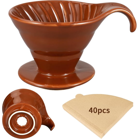 Pour Over, Ceramic Coffee Pour Over, Reusable Porcelain Portable Pour Over Coffee Maker with Paper Filter