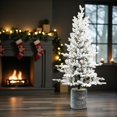 thumbnail image 2 of Tcbosik 6.5ft Prelit Christmas Tree with 350 Warm White LED Lights and 31 Pine Cones, Xmas Tree with 1386 Branch Tips & Pot Base, Indoor Holiday Decoration, White+Green, 2 of 8