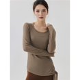 thumbnail image 4 of Camiseta Deportiva de Larga para Mujer, Cuello Redondo, Corte Ajustado, Ideal para Yoga y Otras Actividades Al Aire Libre Marrón L, 4 of 8